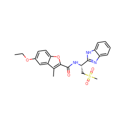 CCOc1ccc2oc(C(=O)N[C@@H](CS(C)(=O)=O)c3nc4ccccc4[nH]3)c(C)c2c1 ZINC000071342063