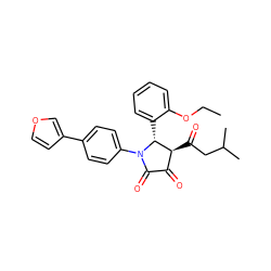 CCOc1ccccc1[C@@H]1[C@@H](C(=O)CC(C)C)C(=O)C(=O)N1c1ccc(-c2ccoc2)cc1 ZINC000169695886