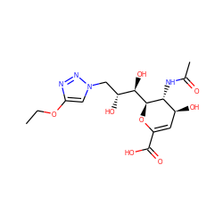 CCOc1cn(C[C@@H](O)[C@@H](O)[C@@H]2OC(C(=O)O)=C[C@H](O)[C@H]2NC(C)=O)nn1 ZINC000064549749