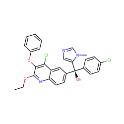 CCOc1nc2ccc([C@@](O)(c3ccc(Cl)cc3)c3cncn3C)cc2c(Cl)c1Oc1ccccc1 ZINC000219778412
