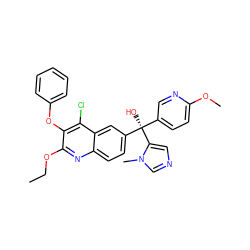 CCOc1nc2ccc([C@@](O)(c3ccc(OC)nc3)c3cncn3C)cc2c(Cl)c1Oc1ccccc1 ZINC000219787001