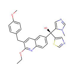 CCOc1nc2ccc([C@@](O)(c3cncs3)c3cncn3C)cc2cc1Cc1ccc(OC)cc1 ZINC000147473533