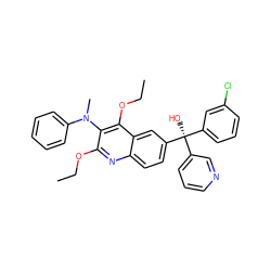 CCOc1nc2ccc([C@](O)(c3cccnc3)c3cccc(Cl)c3)cc2c(OCC)c1N(C)c1ccccc1 ZINC000219711588