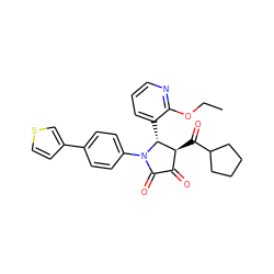 CCOc1ncccc1[C@@H]1[C@@H](C(=O)C2CCCC2)C(=O)C(=O)N1c1ccc(-c2ccsc2)cc1 ZINC000169696473
