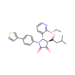 CCOc1ncccc1[C@@H]1[C@@H](C(=O)CC(C)C)C(=O)C(=O)N1c1ccc(-c2ccsc2)cc1 ZINC000169696184