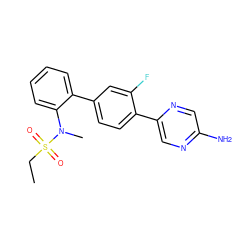 CCS(=O)(=O)N(C)c1ccccc1-c1ccc(-c2cnc(N)cn2)c(F)c1 ZINC000224785226