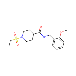 CCS(=O)(=O)N1CCC(C(=O)NCc2ccccc2OC)CC1 ZINC000000262533