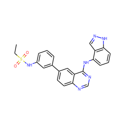 CCS(=O)(=O)Nc1cccc(-c2ccc3ncnc(Nc4cccc5[nH]ncc45)c3c2)c1 ZINC000143055125