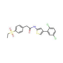 CCS(=O)(=O)c1ccc(CC(=O)Nc2cc(-c3cc(Cl)ccc3Cl)cs2)cc1 ZINC000473087670