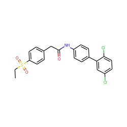 CCS(=O)(=O)c1ccc(CC(=O)Nc2ccc(-c3cc(Cl)ccc3Cl)cc2)cc1 ZINC000142515956