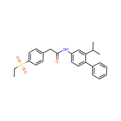 CCS(=O)(=O)c1ccc(CC(=O)Nc2ccc(-c3ccccc3)c(C(C)C)c2)cc1 ZINC000299825665
