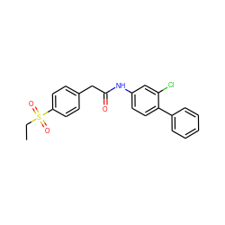 CCS(=O)(=O)c1ccc(CC(=O)Nc2ccc(-c3ccccc3)c(Cl)c2)cc1 ZINC000143103587