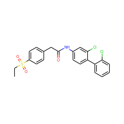 CCS(=O)(=O)c1ccc(CC(=O)Nc2ccc(-c3ccccc3Cl)c(Cl)c2)cc1 ZINC000143094985