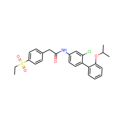 CCS(=O)(=O)c1ccc(CC(=O)Nc2ccc(-c3ccccc3OC(C)C)c(Cl)c2)cc1 ZINC000143210810