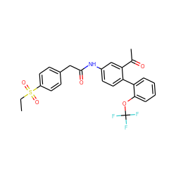 CCS(=O)(=O)c1ccc(CC(=O)Nc2ccc(-c3ccccc3OC(F)(F)F)c(C(C)=O)c2)cc1 ZINC000144541338