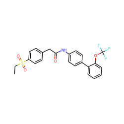 CCS(=O)(=O)c1ccc(CC(=O)Nc2ccc(-c3ccccc3OC(F)(F)F)cc2)cc1 ZINC000142517661