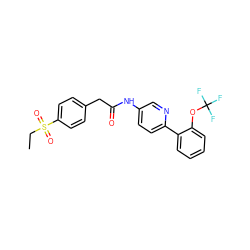 CCS(=O)(=O)c1ccc(CC(=O)Nc2ccc(-c3ccccc3OC(F)(F)F)nc2)cc1 ZINC000143111656