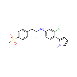 CCS(=O)(=O)c1ccc(CC(=O)Nc2ccc(-c3cccn3C)c(Cl)c2)cc1 ZINC000473089950