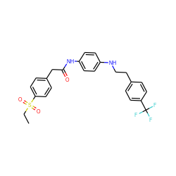 CCS(=O)(=O)c1ccc(CC(=O)Nc2ccc(NCCc3ccc(C(F)(F)F)cc3)cc2)cc1 ZINC000103257517