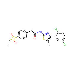 CCS(=O)(=O)c1ccc(CC(=O)Nc2nc(-c3cc(Cl)ccc3Cl)c(C)s2)cc1 ZINC000473099639
