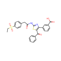 CCS(=O)(=O)c1ccc(CC(=O)Nc2nc(-c3cccc(C(=O)O)c3)c(C(=O)c3ccccc3)s2)cc1 ZINC000103232894