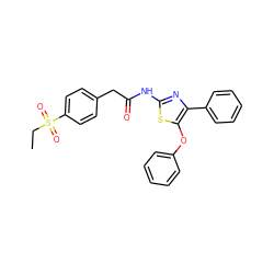CCS(=O)(=O)c1ccc(CC(=O)Nc2nc(-c3ccccc3)c(Oc3ccccc3)s2)cc1 ZINC000103238222