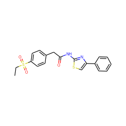 CCS(=O)(=O)c1ccc(CC(=O)Nc2nc(-c3ccccc3)cs2)cc1 ZINC000010253014