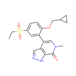 CCS(=O)(=O)c1ccc(OCC2CC2)c(-c2cn(C)c(=O)c3[nH]ncc23)c1 ZINC000146292496