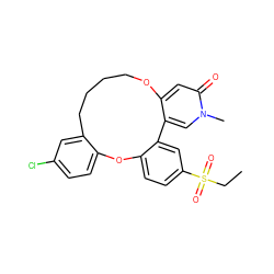 CCS(=O)(=O)c1ccc2c(c1)-c1cn(C)c(=O)cc1OCCCCc1cc(Cl)ccc1O2 ZINC001772635134