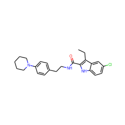 CCc1c(C(=O)NCCc2ccc(N3CCCCC3)cc2)[nH]c2ccc(Cl)cc12 ZINC000035636065