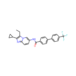 CCc1c(C2CC2)nc2ccc(NC(=O)c3ccc(-c4ccc(C(F)(F)F)cc4)cc3)cn12 ZINC000043017454