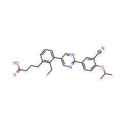 CCc1c(CCCC(=O)O)cccc1-c1cnc(-c2ccc(OC(C)C)c(C#N)c2)nc1 ZINC000072317006