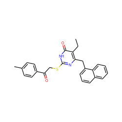 CCc1c(Cc2cccc3ccccc23)nc(SCC(=O)c2ccc(C)cc2)[nH]c1=O ZINC000026851991