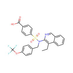 CCc1c(N(Cc2ccc(OC(F)(F)F)cc2)S(=O)(=O)c2ccc(C(=O)O)cc2)ncc2ccccc12 ZINC000261192013
