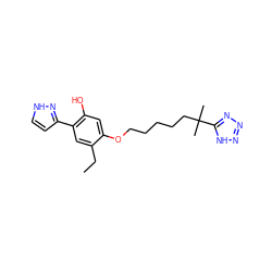 CCc1cc(-c2cc[nH]n2)c(O)cc1OCCCCCC(C)(C)c1nnn[nH]1 ZINC000003807907
