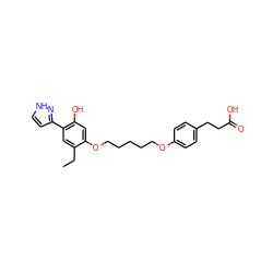 CCc1cc(-c2cc[nH]n2)c(O)cc1OCCCCCOc1ccc(CCC(=O)O)cc1 ZINC000013738045
