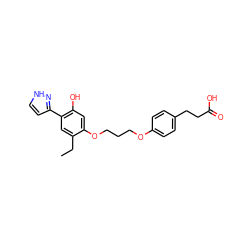CCc1cc(-c2cc[nH]n2)c(O)cc1OCCCOc1ccc(CCC(=O)O)cc1 ZINC000013738046