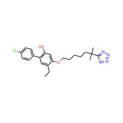 CCc1cc(-c2ccc(Cl)cc2)c(O)cc1OCCCCCC(C)(C)c1nnn[nH]1 ZINC000013744119