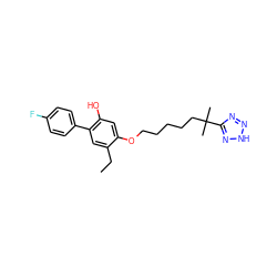 CCc1cc(-c2ccc(F)cc2)c(O)cc1OCCCCCC(C)(C)c1nn[nH]n1 ZINC000001537819