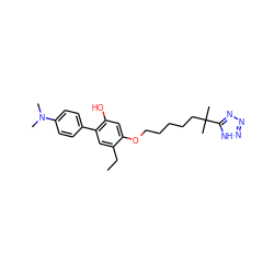 CCc1cc(-c2ccc(N(C)C)cc2)c(O)cc1OCCCCCC(C)(C)c1nnn[nH]1 ZINC000013744117