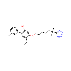 CCc1cc(-c2cccc(C)c2)c(O)cc1OCCCCCC(C)(C)c1nnn[nH]1 ZINC000013744113