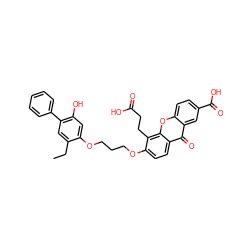 CCc1cc(-c2ccccc2)c(O)cc1OCCCOc1ccc2c(=O)c3cc(C(=O)O)ccc3oc2c1CCC(=O)O ZINC000027313294