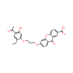 CCc1cc(C(C)=O)c(O)cc1OCCCOc1ccc2c(=O)c3cc(C(=O)O)ccc3oc2c1 ZINC000029566197