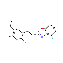 CCc1cc(CCc2nc3c(F)cccc3o2)c(=O)[nH]c1C ZINC000005887037