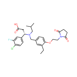 CCc1cc(CN(CC(C)C)[C@@H](CC(=O)O)c2ccc(Cl)c(F)c2)ccc1OCCN1C(=O)CCC1=O ZINC000207147962
