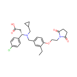 CCc1cc(CN(CC2CC2)[C@@H](CC(=O)O)c2ccc(Cl)cc2)ccc1OCCN1C(=O)CCC1=O ZINC000207132545