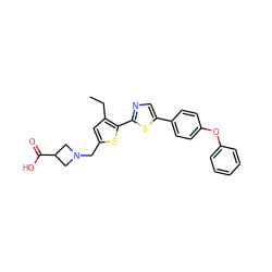 CCc1cc(CN2CC(C(=O)O)C2)sc1-c1ncc(-c2ccc(Oc3ccccc3)cc2)s1 ZINC000084617441