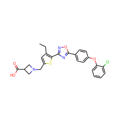 CCc1cc(CN2CC(C(=O)O)C2)sc1-c1noc(-c2ccc(Oc3ccccc3Cl)cc2)n1 ZINC000073273432