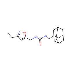 CCc1cc(CNC(=O)NCC23CC4CC(CC(C4)C2)C3)on1 ZINC000473157265