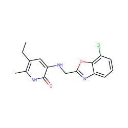 CCc1cc(NCc2nc3cccc(Cl)c3o2)c(=O)[nH]c1C ZINC000005887422
